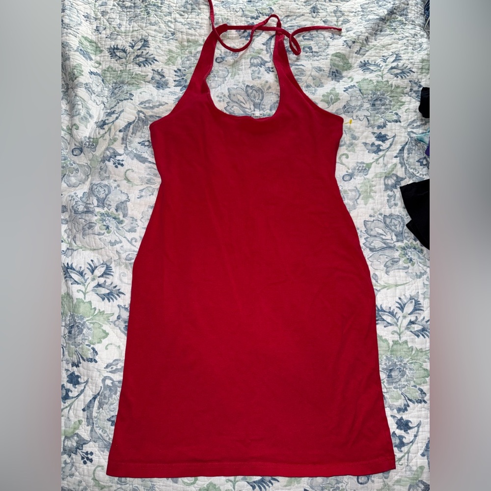 Elegant Red Halter Dress